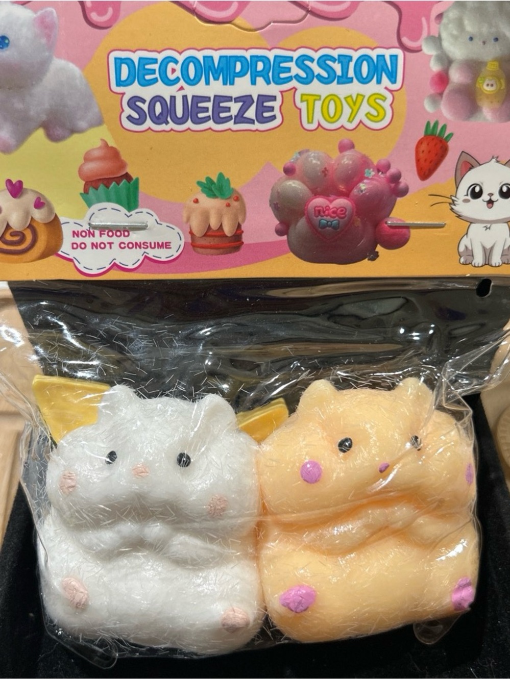 Decompression Squeeze Toys - White & Peach hamster taba squishy with furry